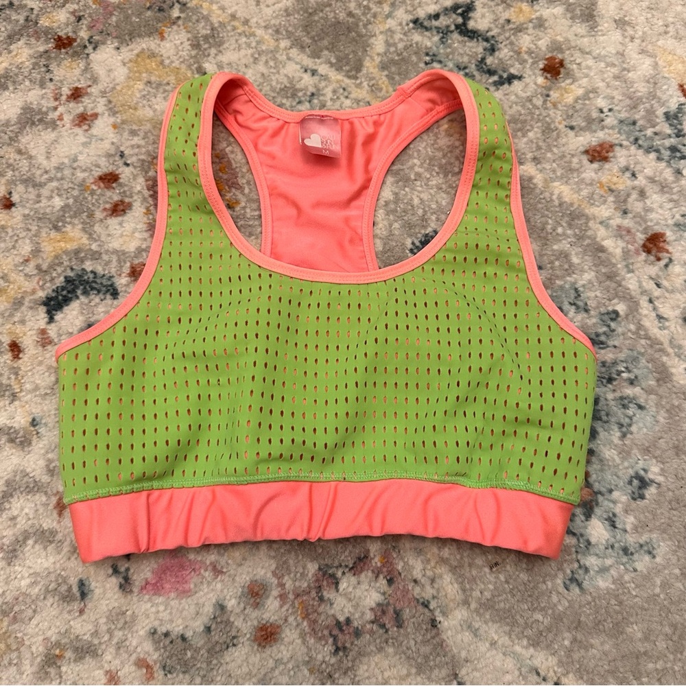 American Apparel Green and Pink Swim Top